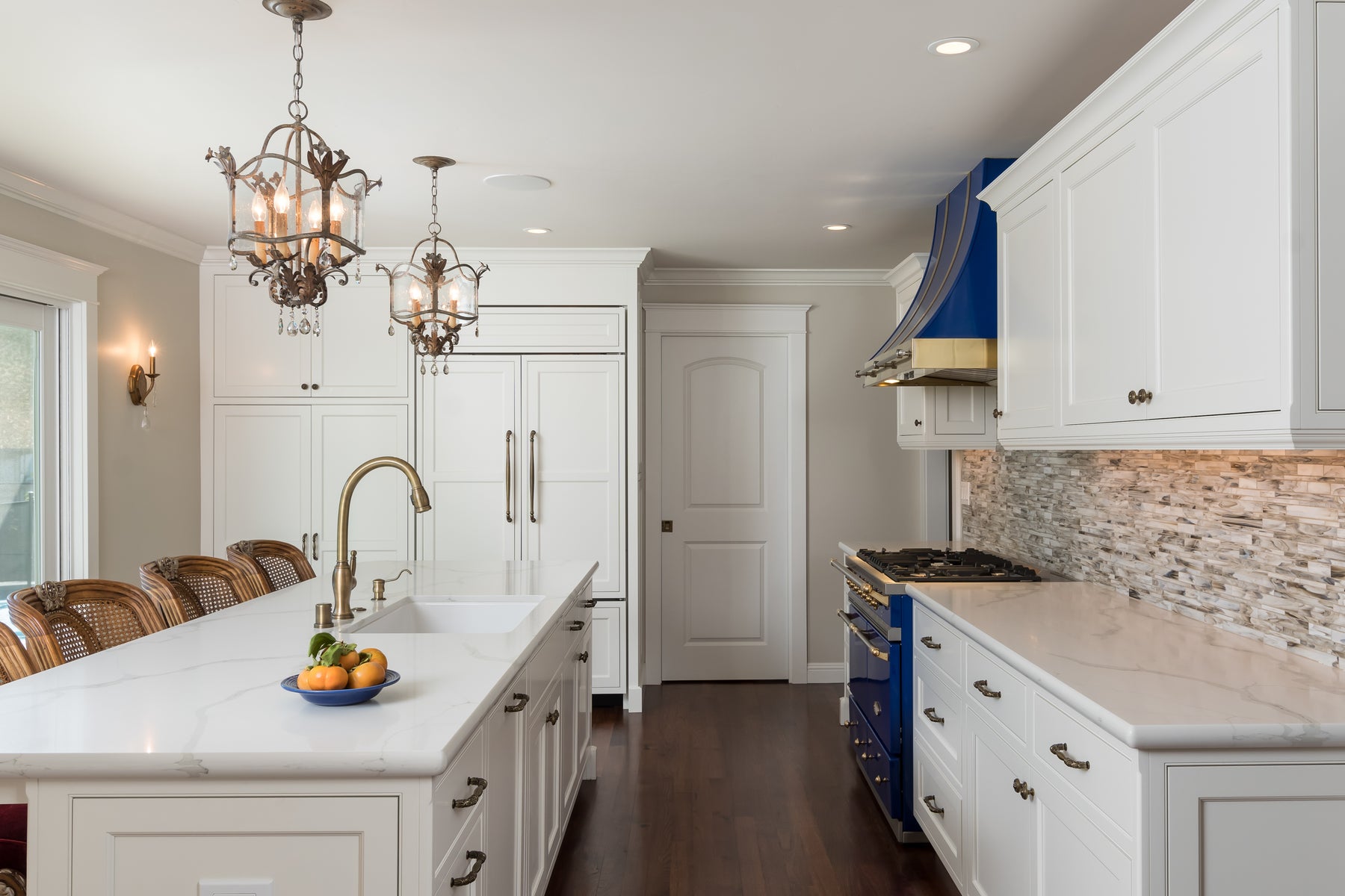 Design by Venue, Jackie Lopey, Moraga Kitchen Remodel - White Cabinets - Sink on Island